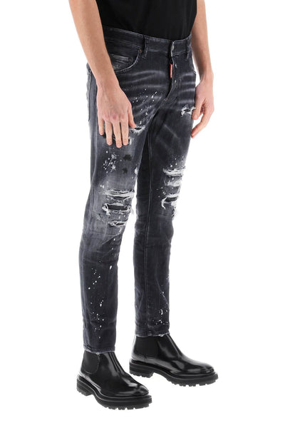 Dsquared2 skater jeans in black diamond&studs wash S74LB1430 S30503 BLACK