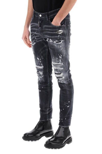 Dsquared2 skater jeans in black diamond&studs wash S74LB1430 S30503 BLACK