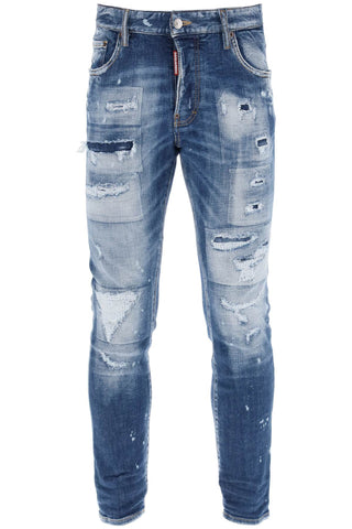 Dsquared2 destroyed effect skater jeans. S74LB1439 S30872 NAVY BLUE