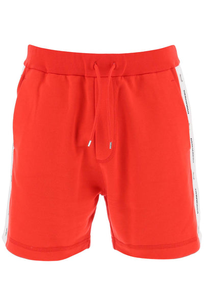 Dsquared2 burbs sweatshorts with logo bands S74MU0816 S25551 RED