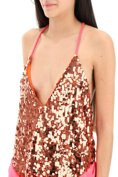 Dsquared2 mini sequined dress with draped detail S75CV0647 S76615 FLAME ORANGE