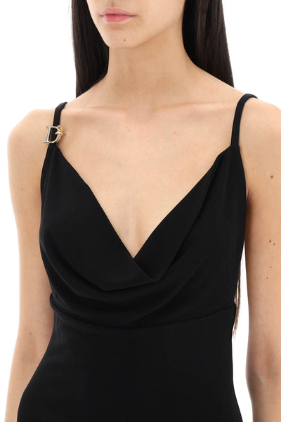 Dsquared2 sleeveless mini dress with draped neckline S75CV0706 S22679 BLACK