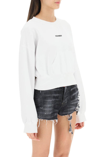 Dsquared2 cropped sweatshirt with logo S75GU0448 S25516 WHITE