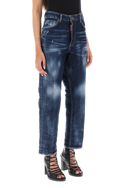 Dsquared2 'boston' cropped jeans S75LB0799 S30664 NAVY BLUE