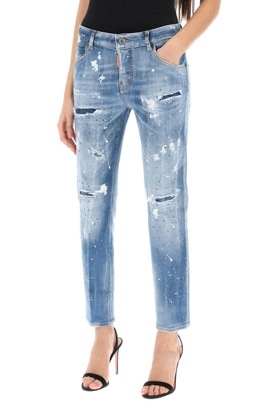 Dsquared2 cool girl jeans in medium ice spots wash S75LB0876 S30789 NAVY BLUE