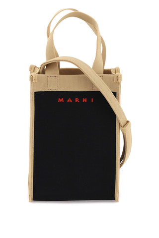 Marni canvas crossbody bag SBMQ0067A0P4547 BLACK SILK WHITE RED