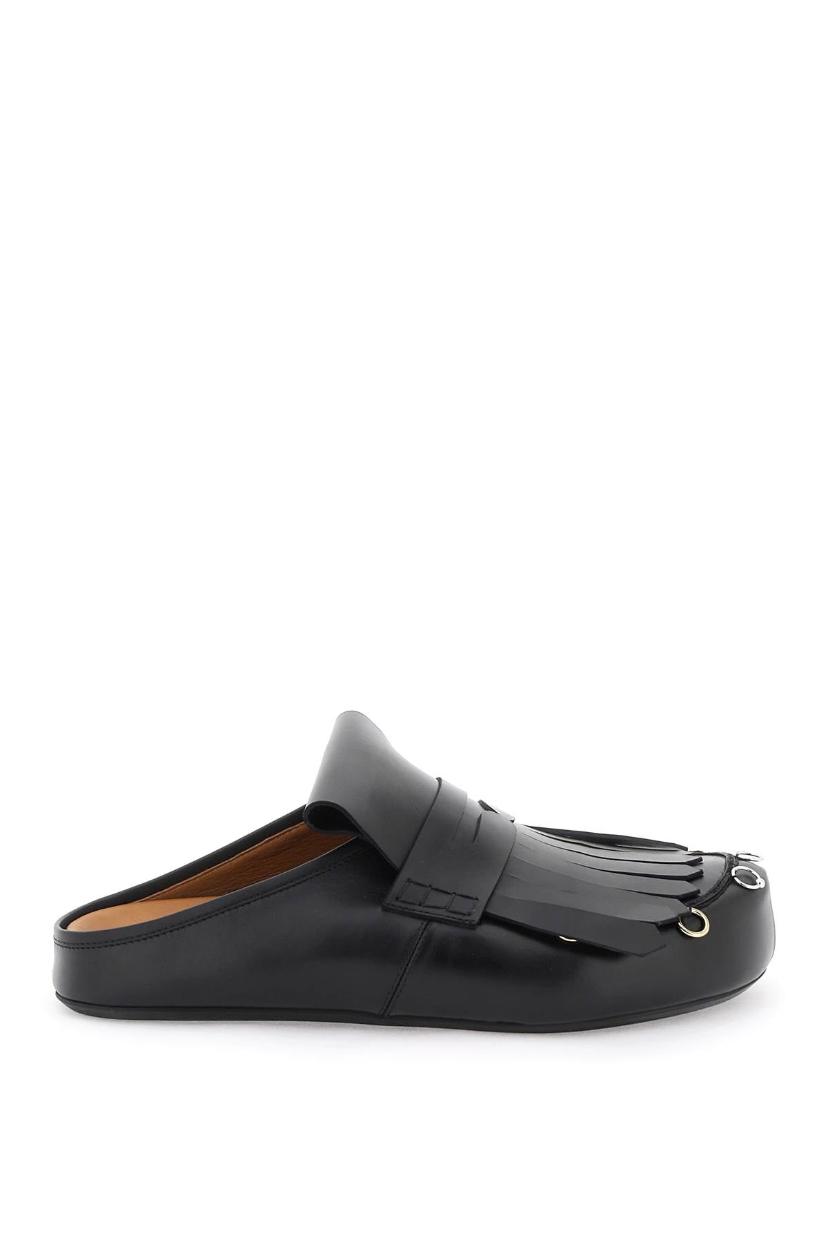 Marni leather clogs with bangs and piercings SBMR003300P5088 BLACK