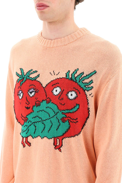 Sky high farm 'happy tomatoes' cotton sweater SHF03N001 LIGHT PINK
