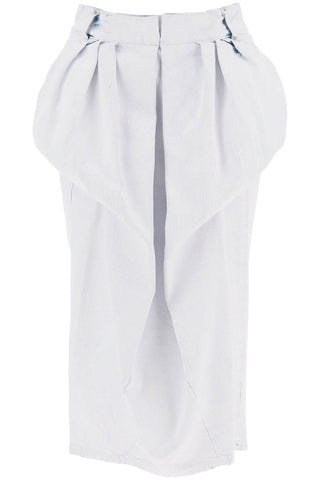 Maison margiela crinkled denim midi skirt with r SI0MA0005 S30561 WHITE PAINT