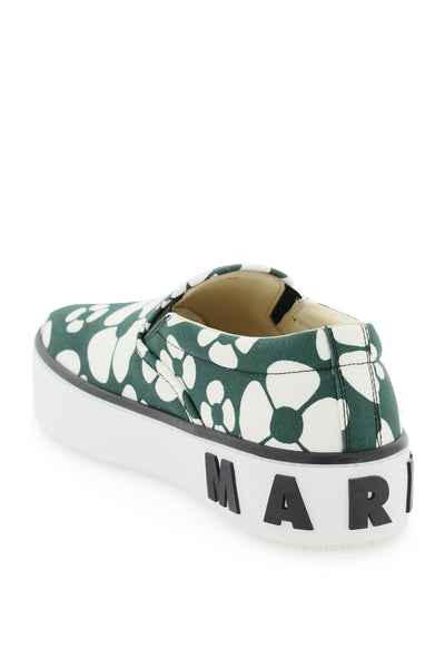 Marni X Carhartt滑動運動鞋SNZU013103P4927森林綠色石頭白色