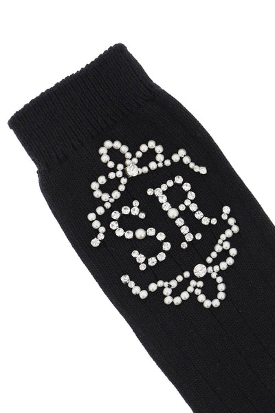 Simone rocha sr socks with pearls and crystals SOCK43ATB 0634 BLACK PEARL CRYSTAL
