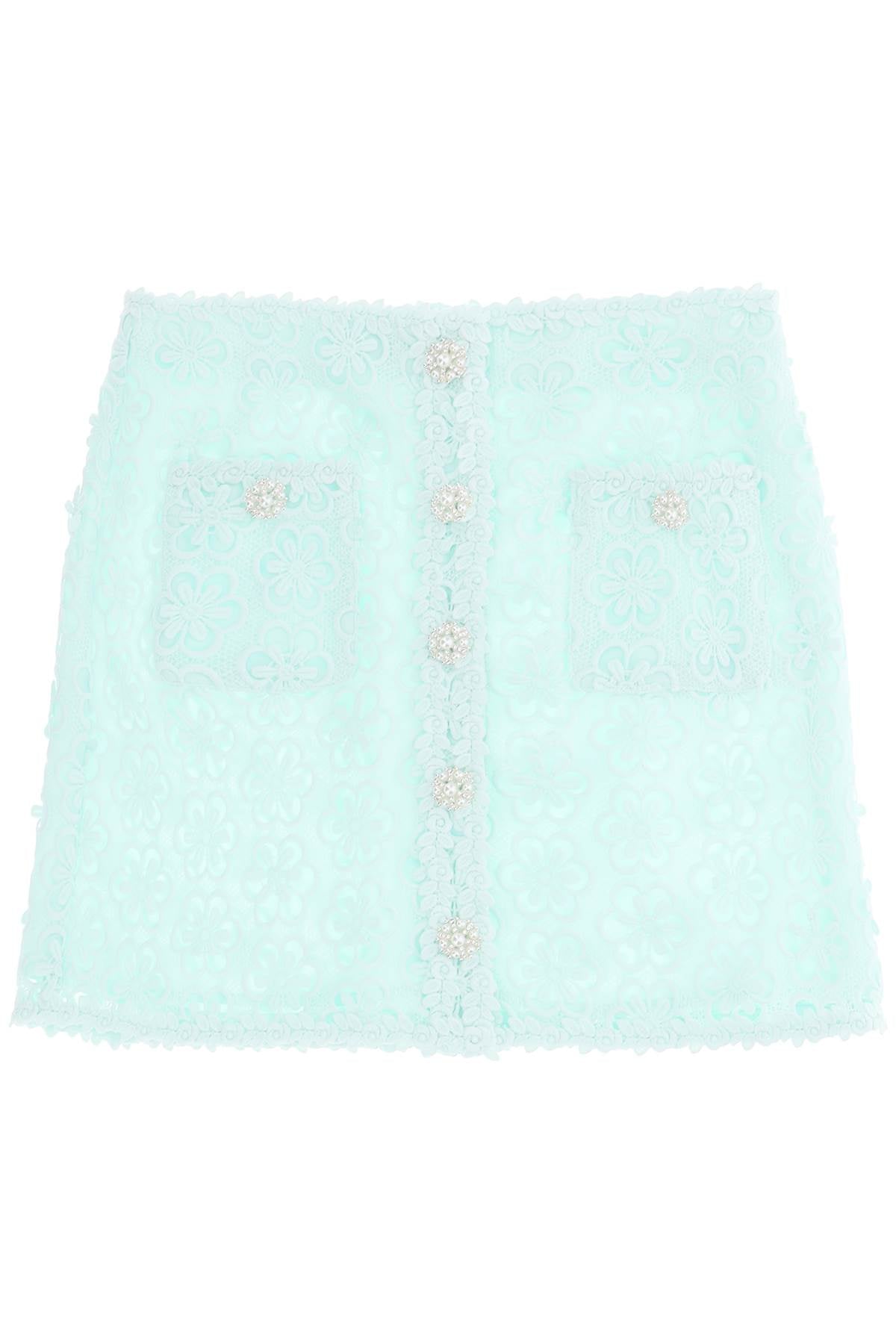 Self portrait mini skirt in guipure floral lace SS23 010SK BL BLUE