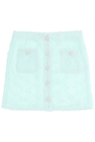 Self portrait mini skirt in guipure floral lace SS23 010SK BL BLUE