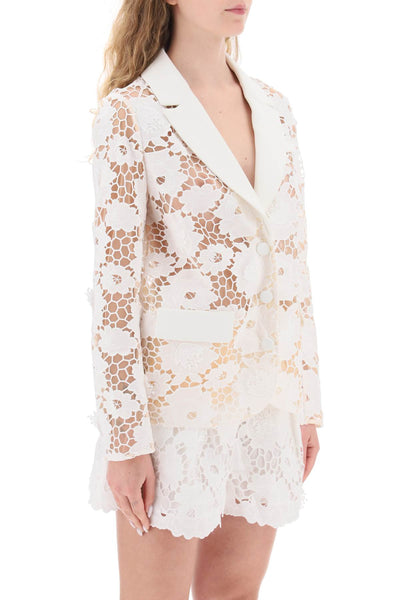 Self portrait cotton floral lace jacket SS23 133J W WHITE