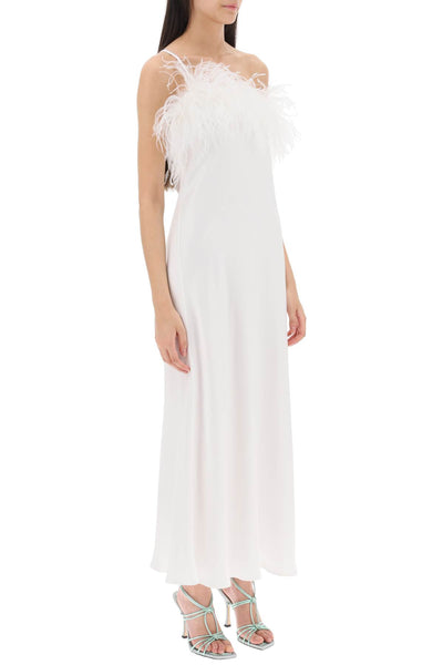 Art dealer 'ember' maxi dress in satin with feathers SS23BR3DRCAWH WHITE