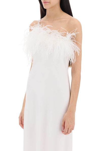Art dealer 'ember' maxi dress in satin with feathers SS23BR3DRCAWH WHITE