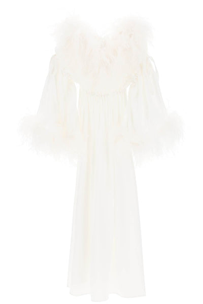 藝術經銷商「bettina」羽毛緞面長連身裙 SS23BR6DRCAWH 白色