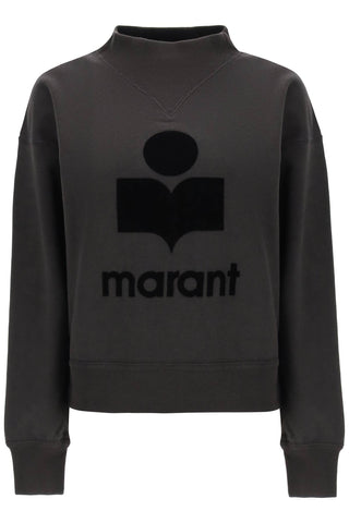 Isabel marant etoile moby sweatshirt with flocked logo SW0003FA A1M07E FADED BLACK