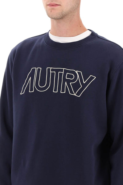 Autry crew-neck sweatshirt with logo embroidery SWIM408B BLUE