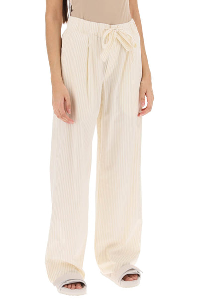 Birkenstock x tekla pajama pants in striped organic poplin SWP WHS WHEAT STRIPES