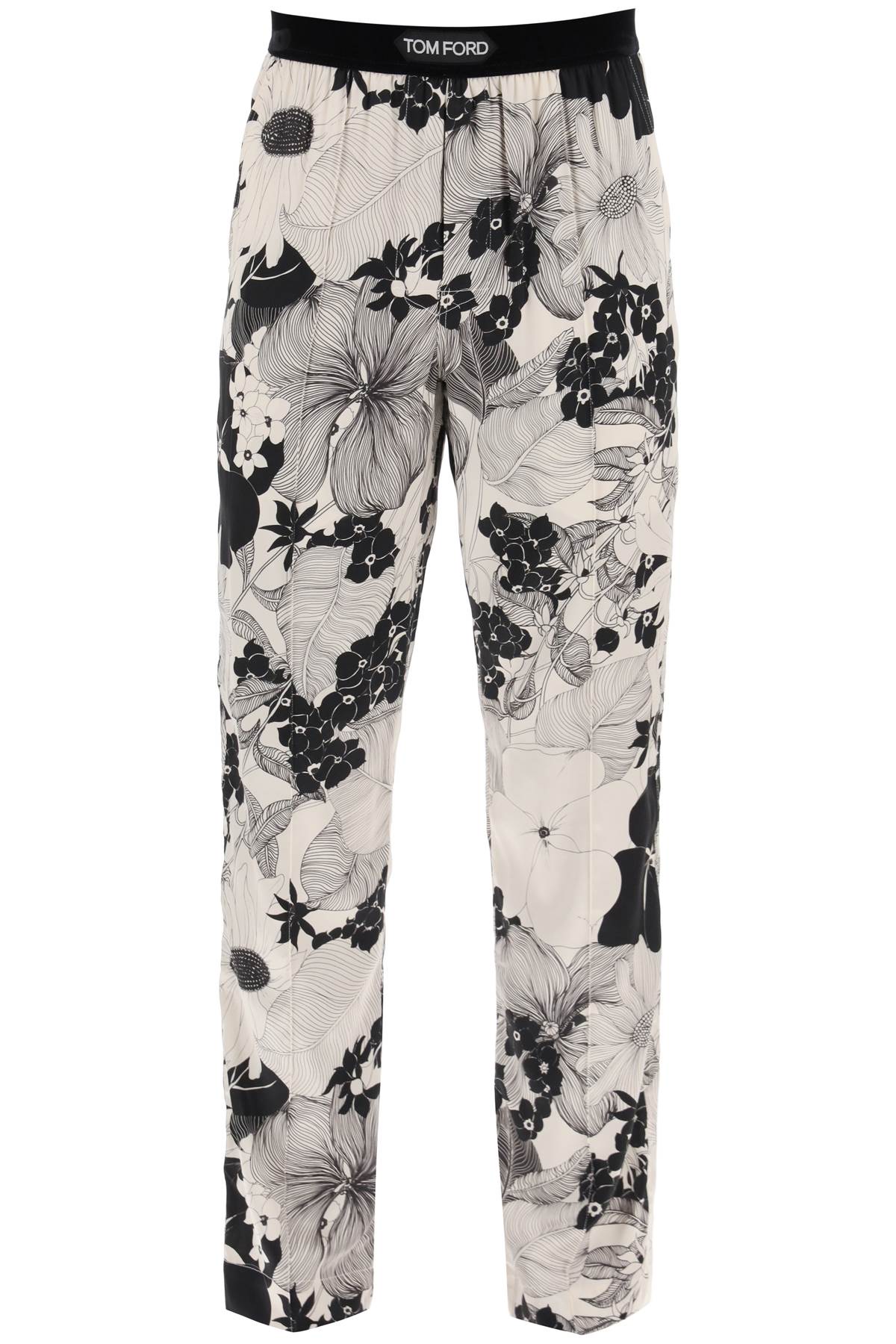Tom ford pajama pants in floral silk T4H201870 NERO RIGATO