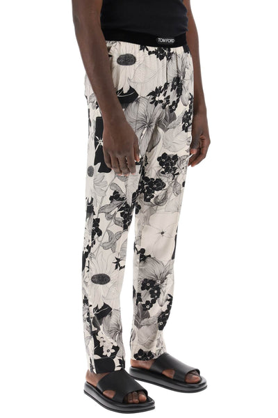 Tom ford pajama pants in floral silk T4H201870 NERO RIGATO