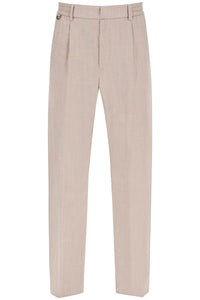 Agnona single pleat wool silk trousers T706U7 Y U1120 PIETRA