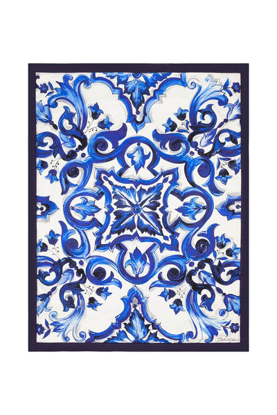Dolce &amp; Gabbana 印花絲質絎縫毛毯 TCE014 TCAB7 BLU MEDITERRANEO
