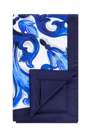 Dolce & gabbana printed silk quilted blanket TCE014 TCAB7 BLU MEDITERRANEO