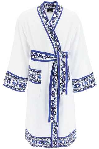 Dolce & gabbana 'blu mediterraneo' bathrobe TCF010 TCAGN BIANCO BLU MEDITERRANEO