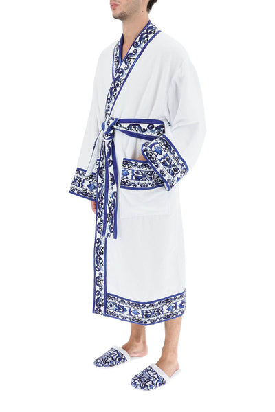 Dolce & gabbana 'blu mediterraneo' bathrobe TCF010 TCAGN BIANCO BLU MEDITERRANEO