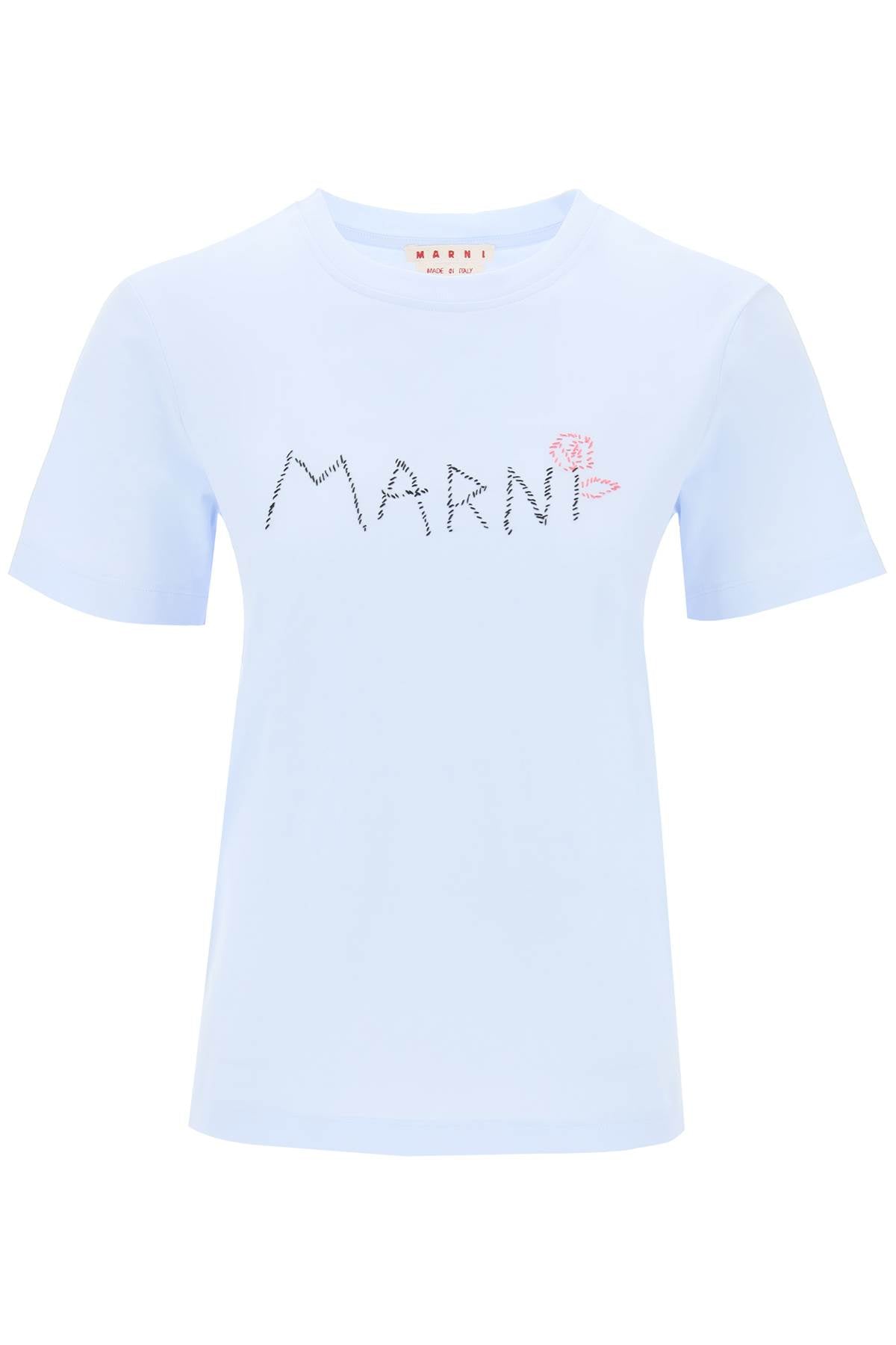 Marni hand-embroidered logo t-shirt THJE0293S0UTC017 LIGHT BLUE