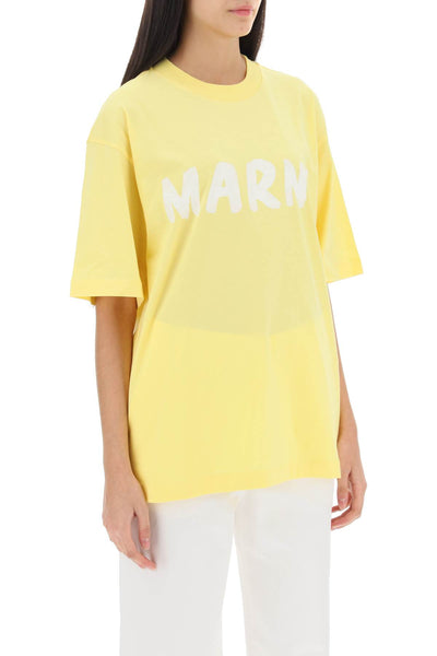 Marni t-shirt with maxi logo print THJET49EPHUSCS11 LEMMON