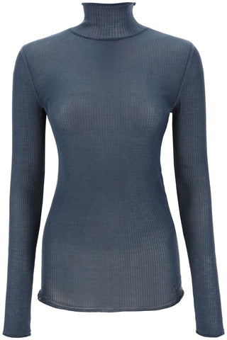 Lemaire seamless silk turtleneck sweater TO1123 LJ1007 STORM BLUE