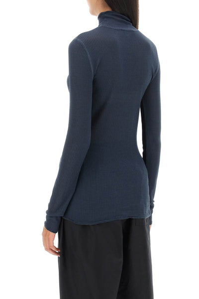 Lemaire seamless silk turtleneck sweater TO1123 LJ1007 STORM BLUE