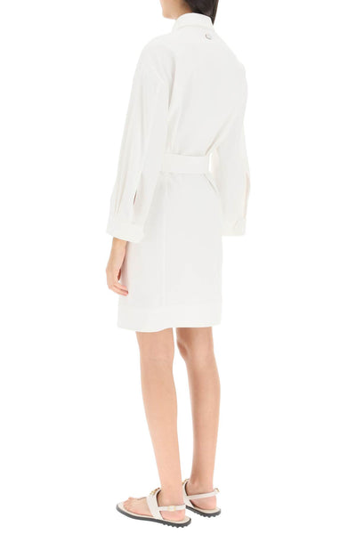 Agnona belted twill shirt dress TR0505 Y UC028 WHITE