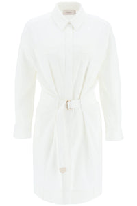 Agnona belted twill shirt dress TR0505 Y UC028 WHITE