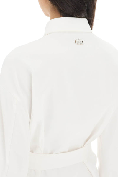 Agnona 搭配腰帶斜紋布襯衫式洋裝 TR0505 Y UC028 白色