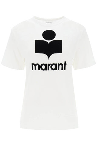 Isabel marant etoile zewel t-shirt with flocked logo TS0001FB A1N09E WHITE