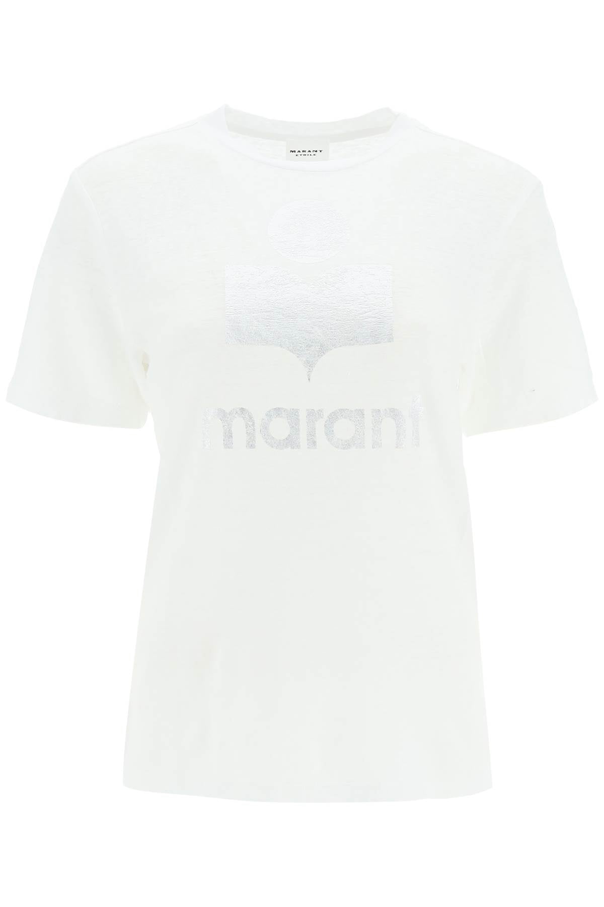 Isabel marant etoile 'zewel' t-shirt with metallic logo TS0001FA A1N10E WHITE