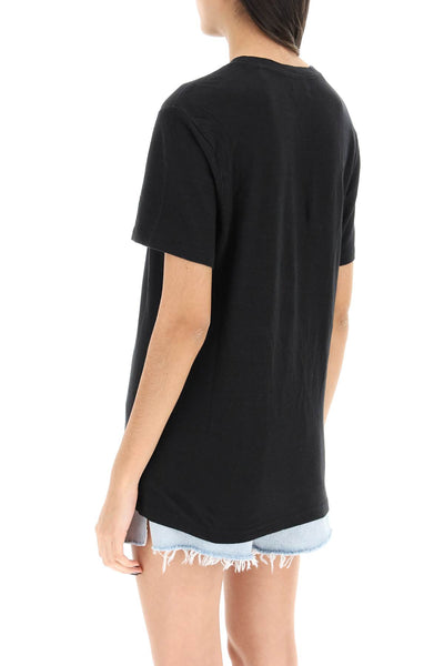 Isabel marant etoile zewel t-shirt with metallic logo print TS0001FB A1N10E BLACK