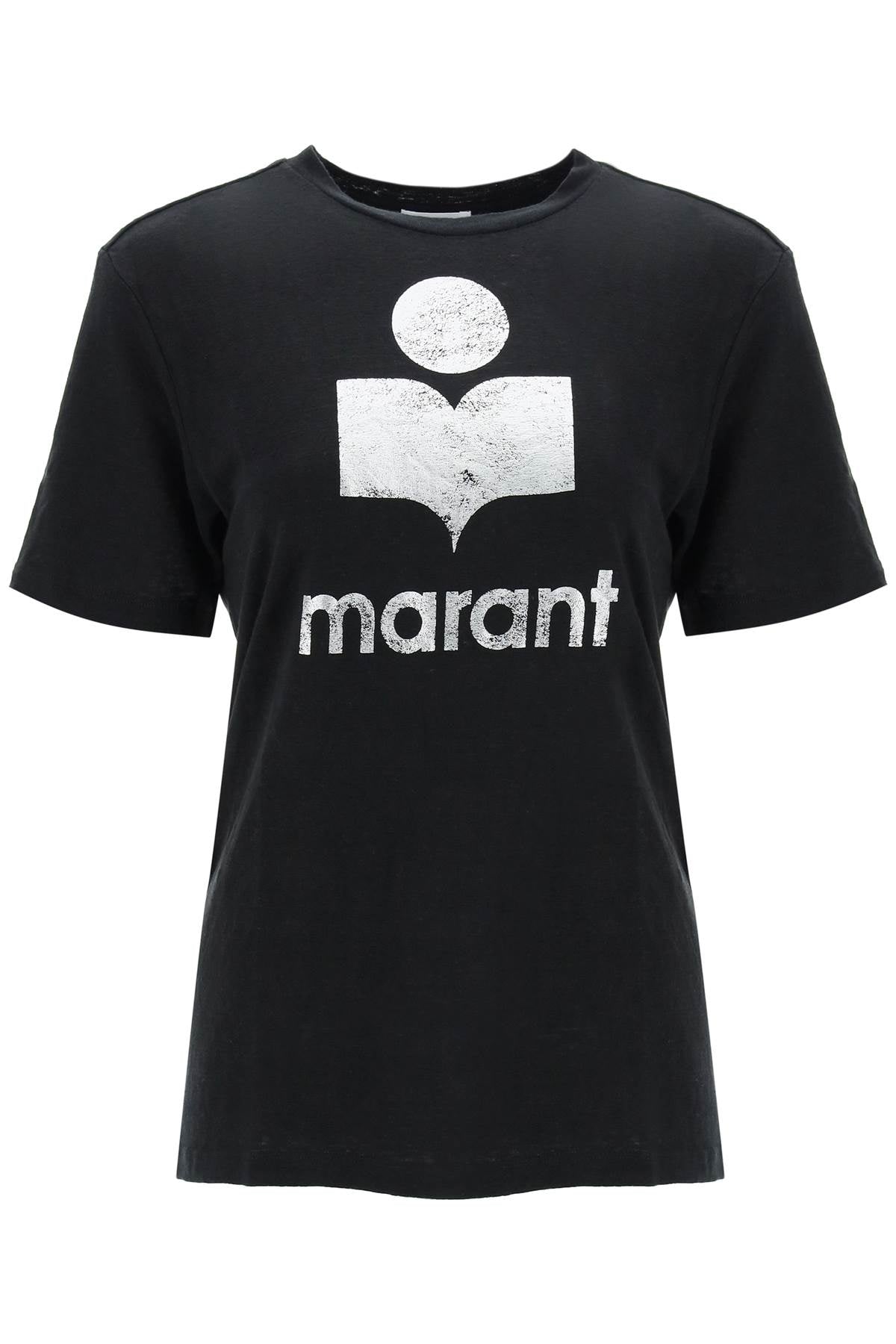 Isabel marant etoile zewel t-shirt with metallic logo print TS0001FB A1N10E BLACK