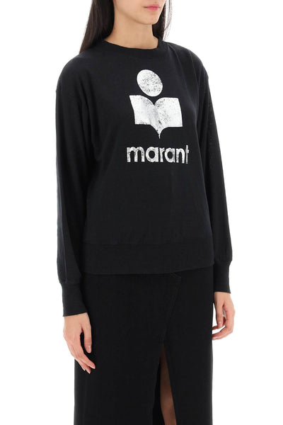 Isabel marant etoile klowia t-shirt with metallic logo print TS0005FA A1N10E BLACK