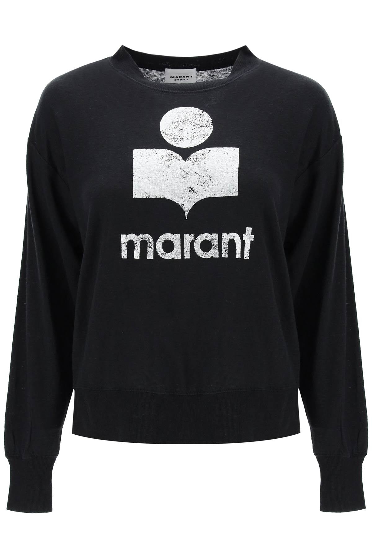 Isabel marant etoile klowia t-shirt with metallic logo print TS0005FA A1N10E BLACK