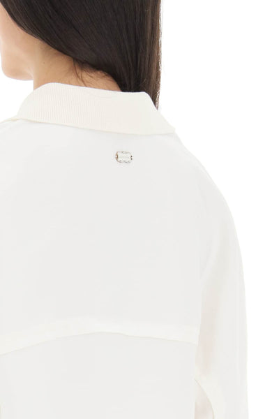 Agnona linen viscose polo blouse TT0501 Y U3011 WHITE