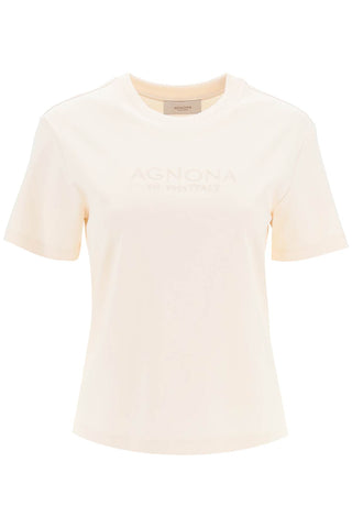 Agnona t-shirt with embroidered logo TT0515 Y Y2029 SAND