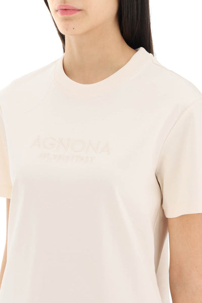 Agnona 標誌刺繡 T 卹 TT0515 Y Y2029 SAND