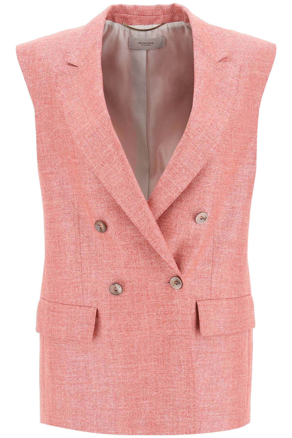 Agnona double-breasted vest in silk, linen and wool TX0502 X F4006 ROMEO