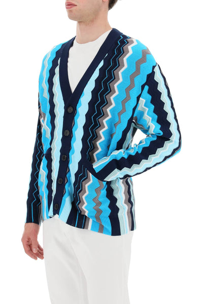 Missoni patterned cardigan US23SM0B BK021Y WHITE AND BLUE TONES