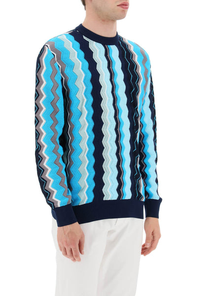 Missoni zigzag sweater US23SN08 BK021Y WHITE AND BLUE TONES